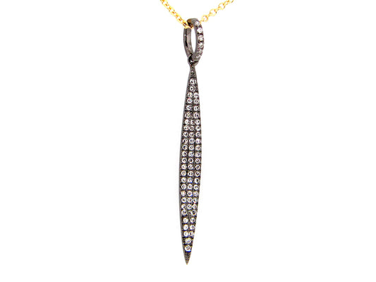 DIAMOND PENDANT, 14K BLACK FINISH/ YELLOW CHAIN  (N)