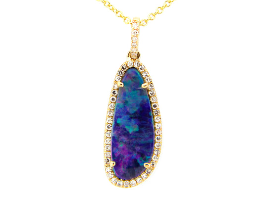 BLACK OPAL DOUBLET & DIAMOND PENDANT