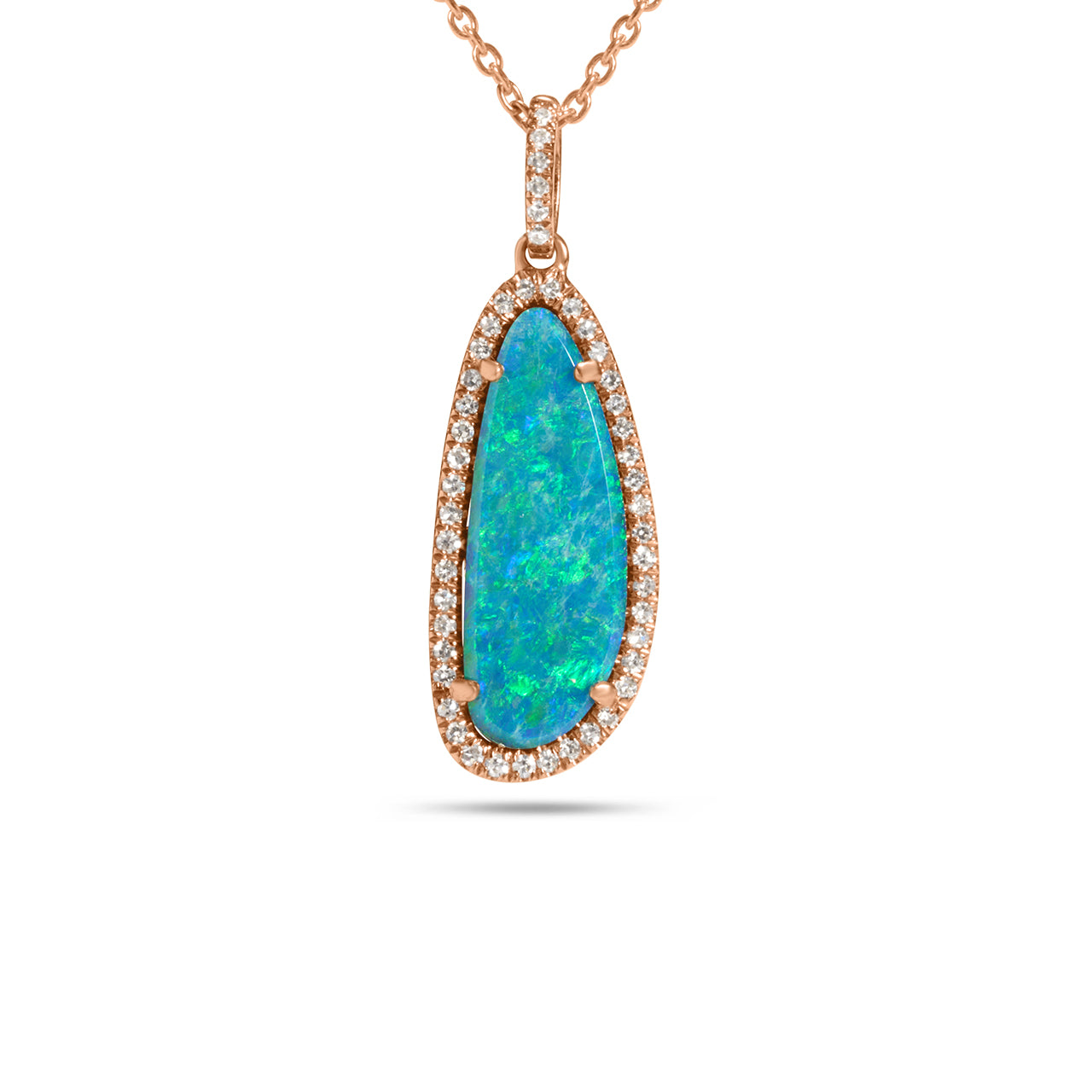 Opal & Diamond Long Freeform Necklace