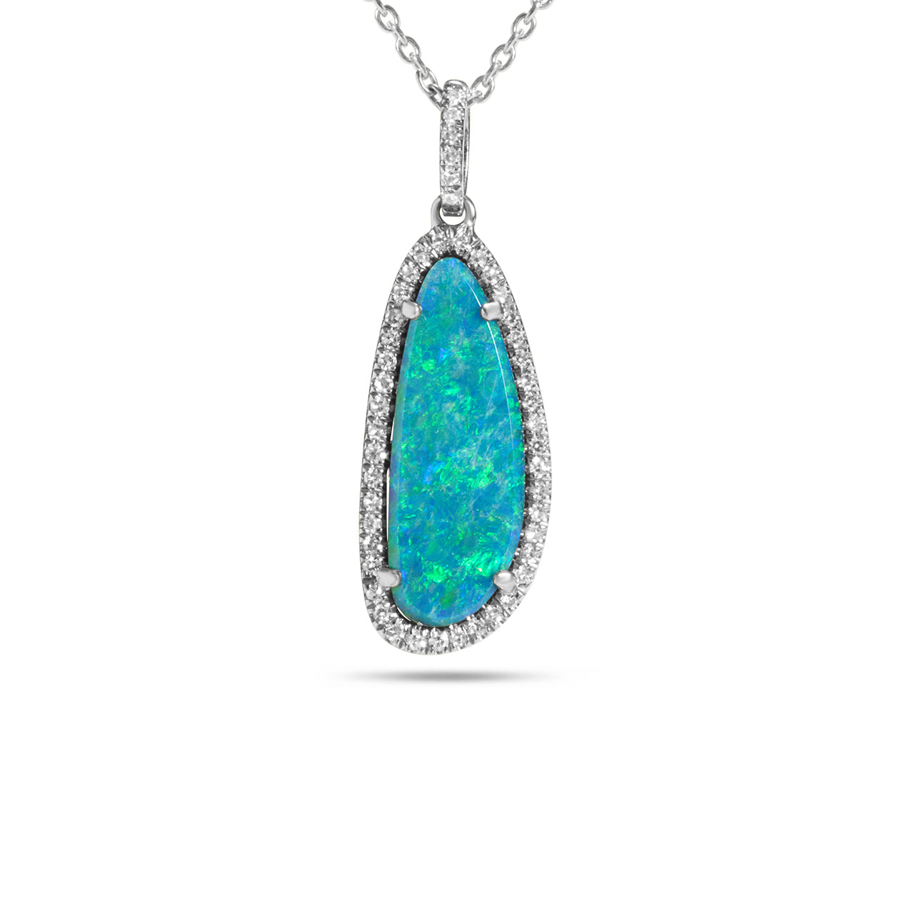 Opal & Diamond Long Freeform Necklace
