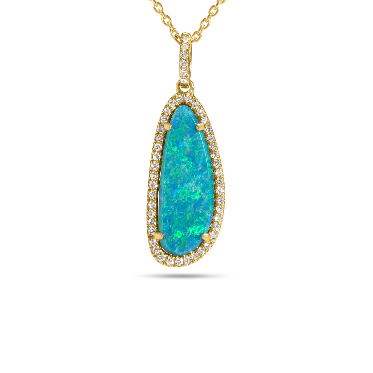 Opal & Diamond Long Freeform Necklace