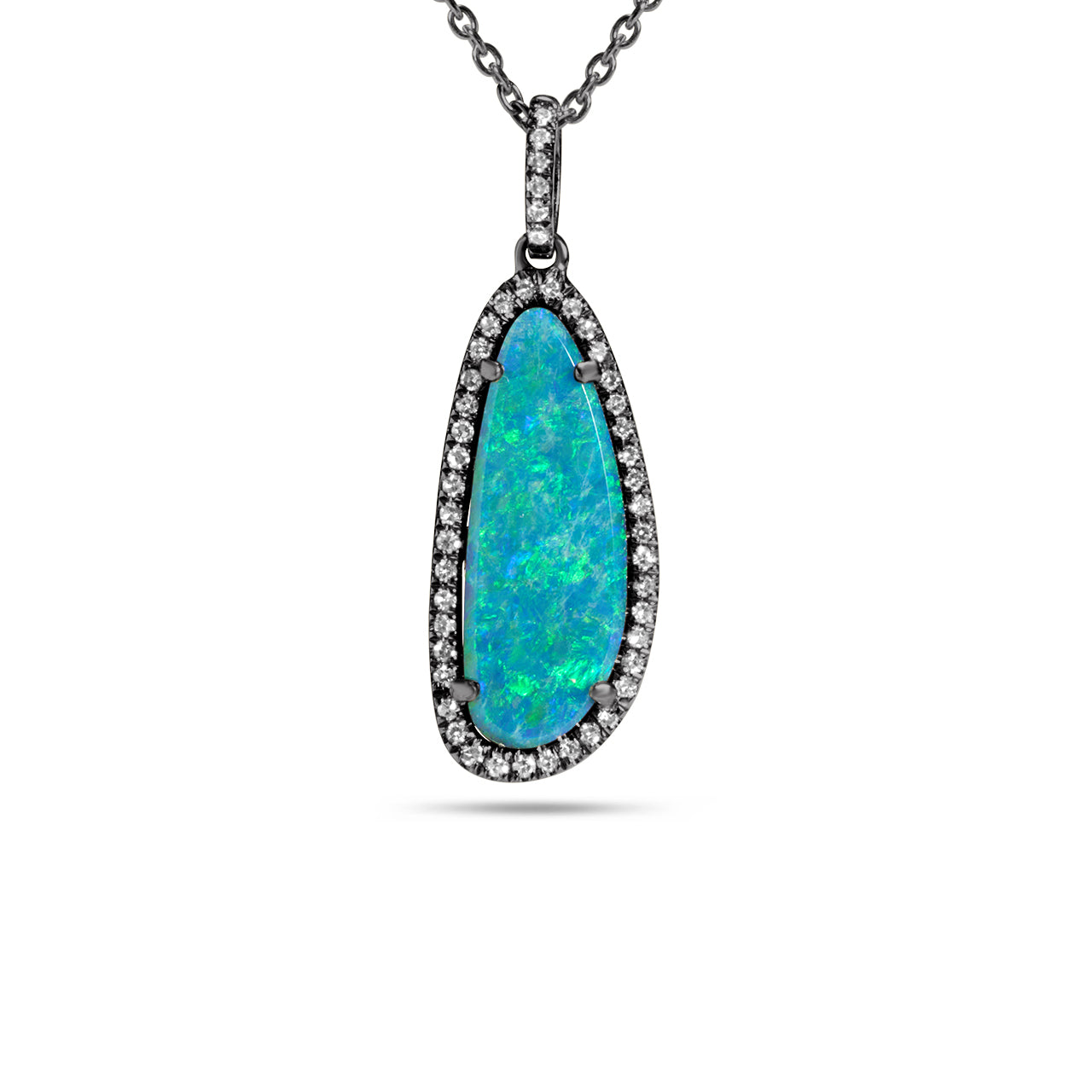 Opal & Diamond Long Freeform Necklace