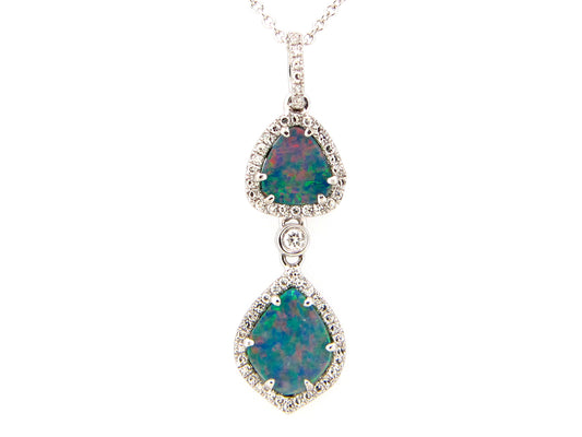 BLACK OPAL DOUBLET & DIAMOND PENDANT, 14KW (ASBL)