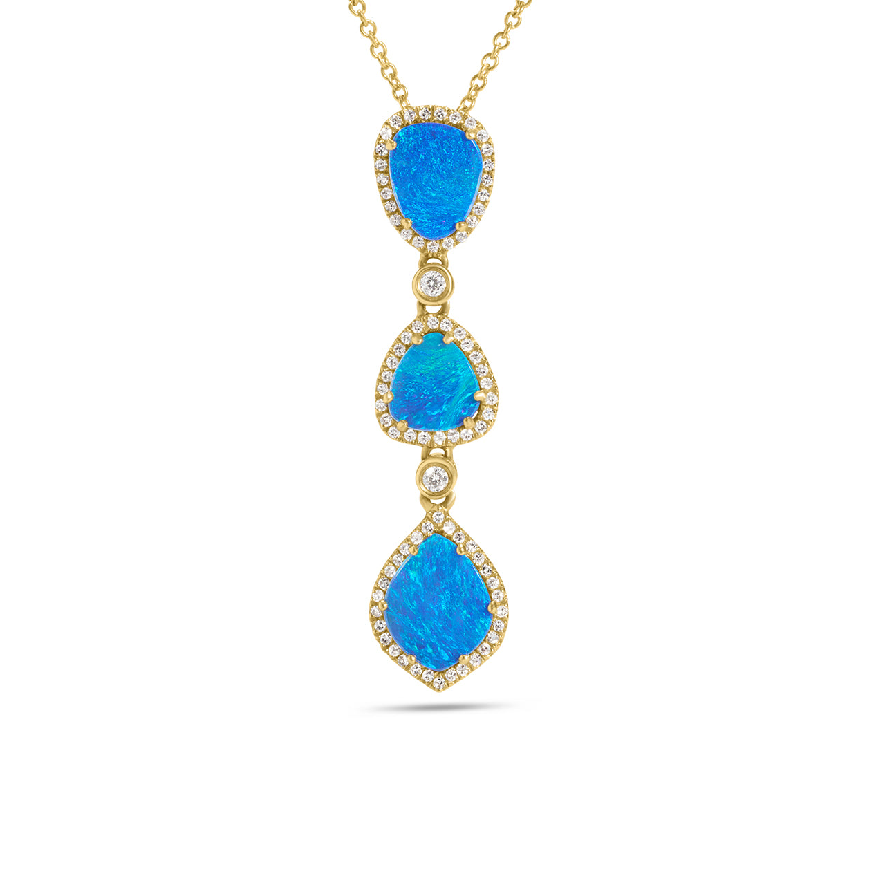 Opal & Diamond Freeform Triple Drop Necklace