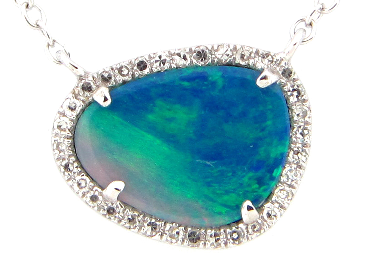 BLACK OPAL DOUBLET & DIAMOND PENDANT