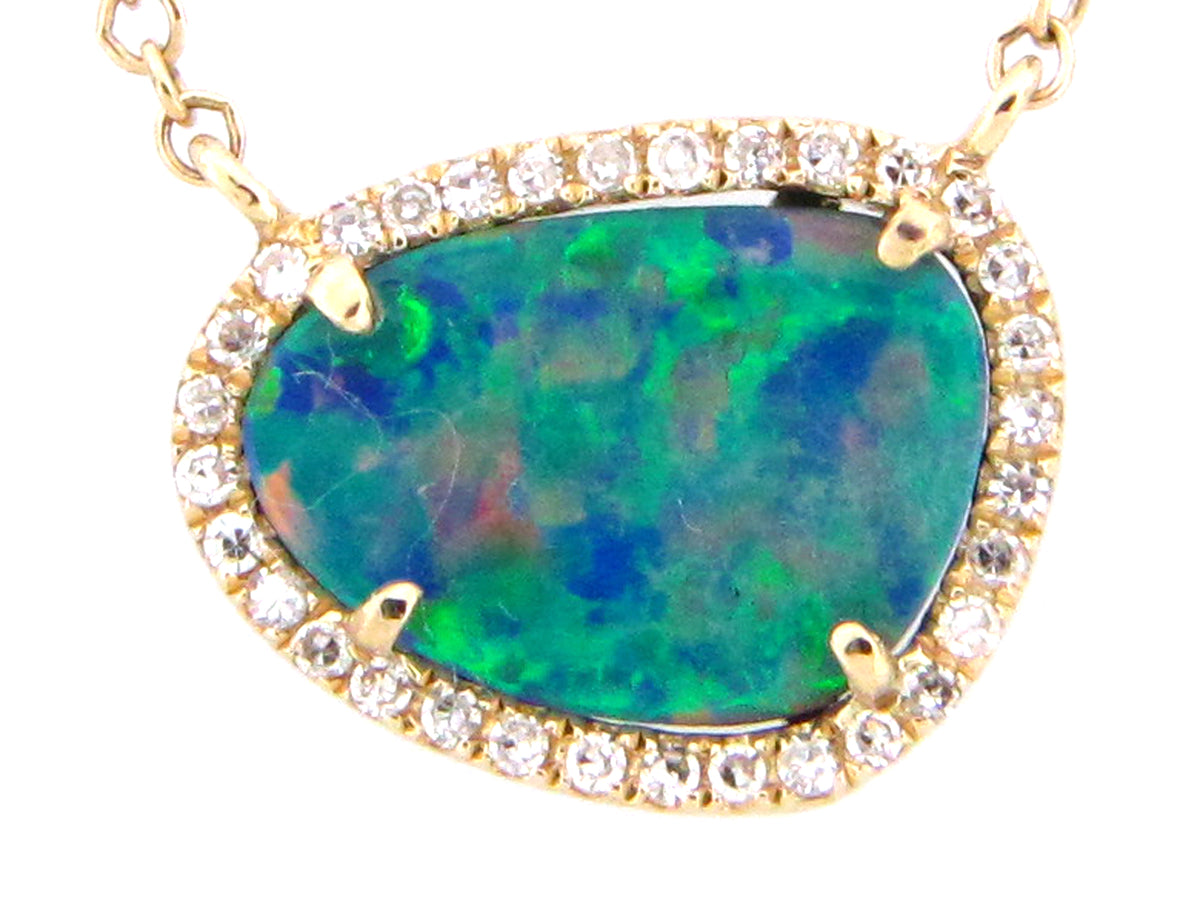 BLACK OPAL DOUBLET & DIAMOND PENDANT