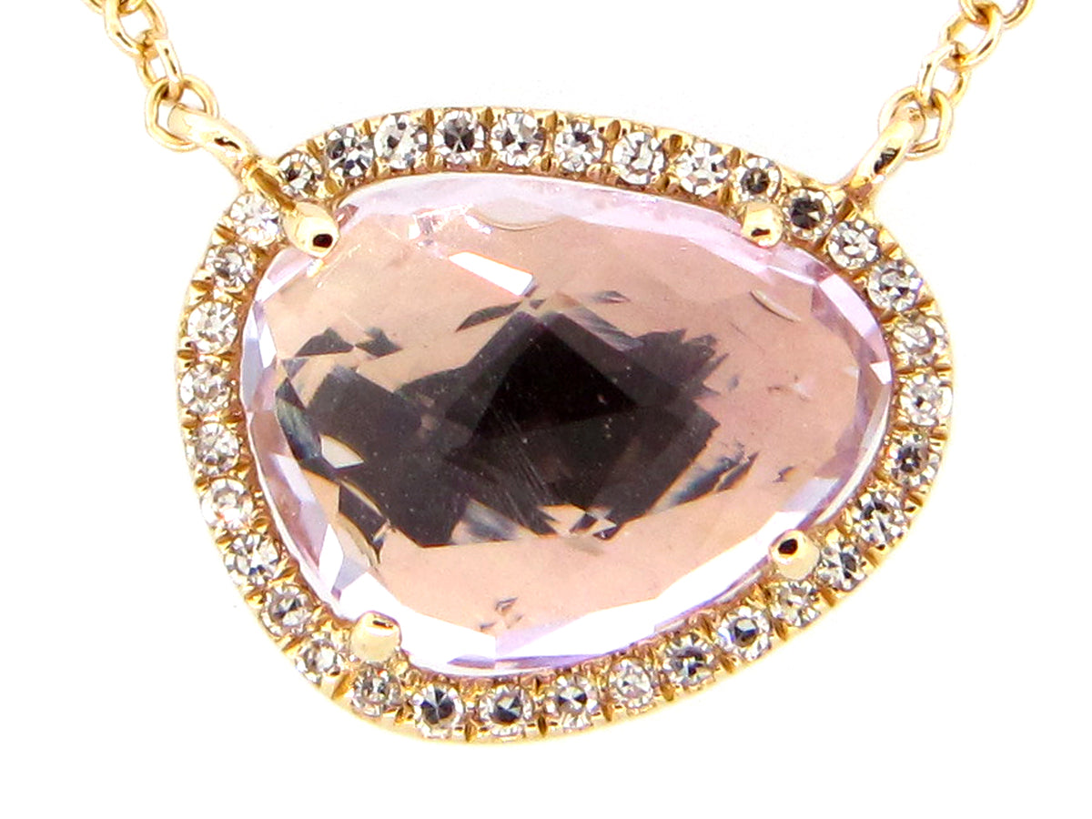 PINK AMETHYST & DIAMOND PENDANT NECKLACE
