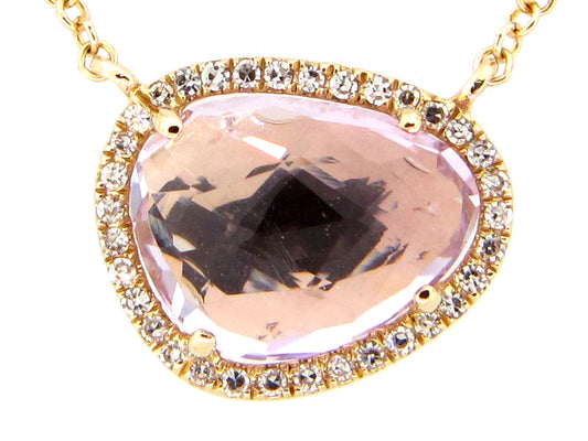 PINK AMETHYST & DIAMOND PENDANT NECKLACE