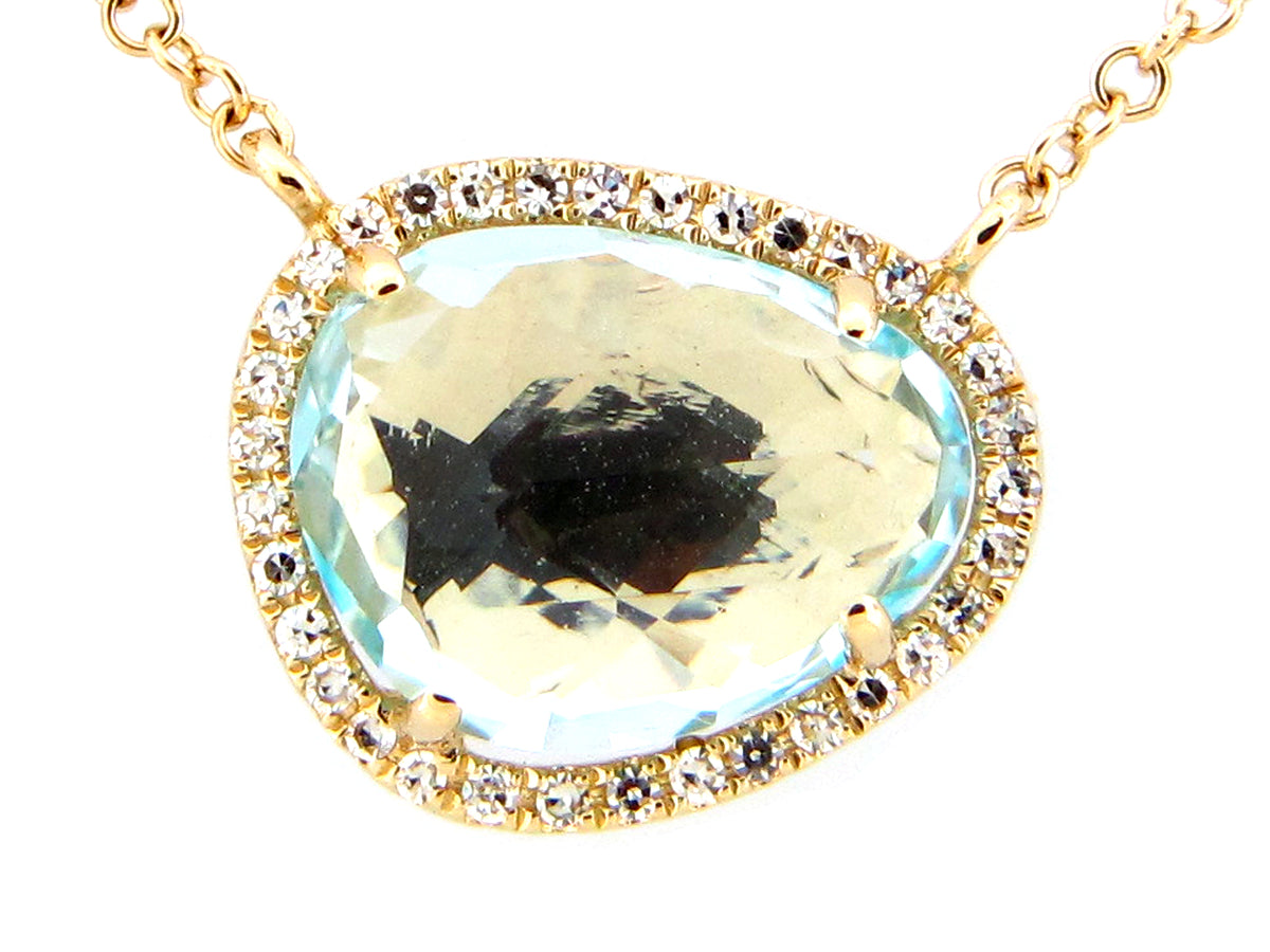 BLUE TOPAZ & DIAMOND PENDANT NECKLACE