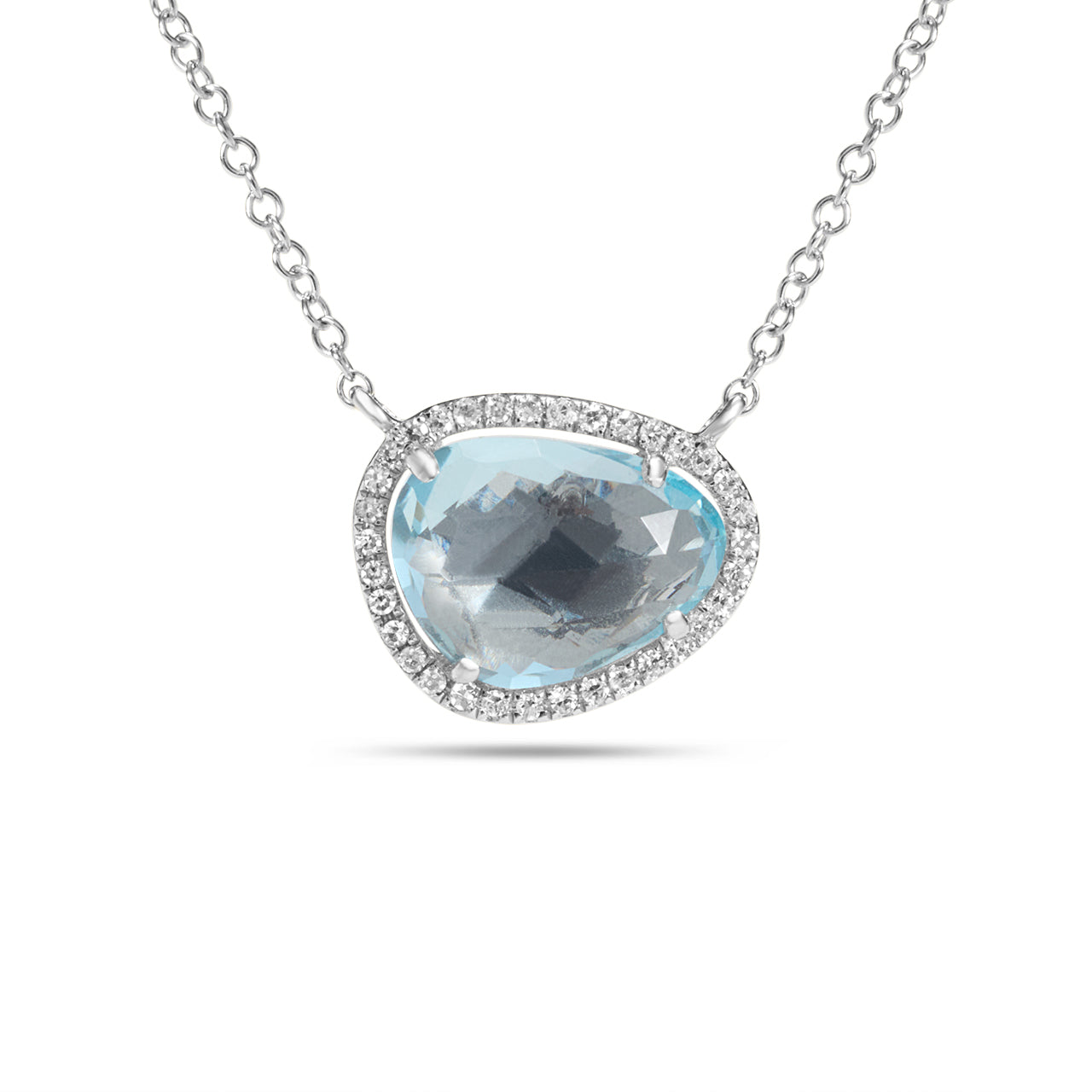 Blue Topaz & Diamond Freeform Necklace