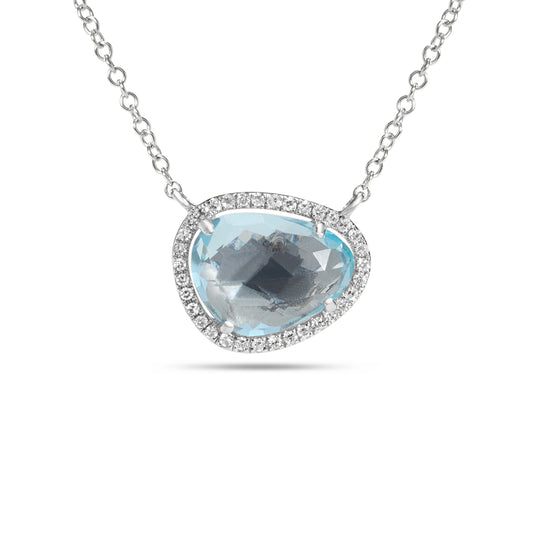 Blue Topaz & Diamond Freeform Necklace