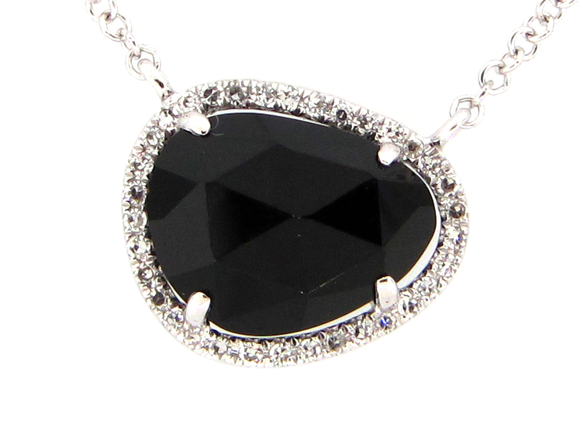 BLACK ONYX & DIAMOND PENDANT NECKLACE