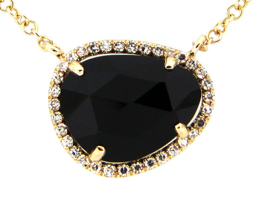 BLACK ONYX & DIAMOND PENDANT NECKLACE