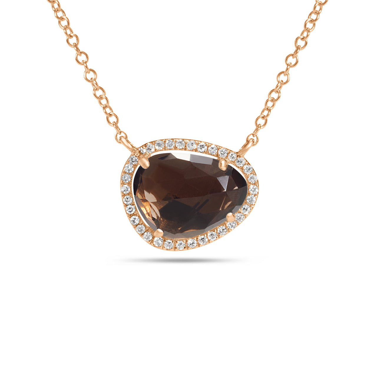 Smokey Quartz & Diamond Freeform Necklace