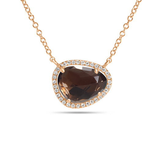 Smokey Quartz & Diamond Freeform Necklace
