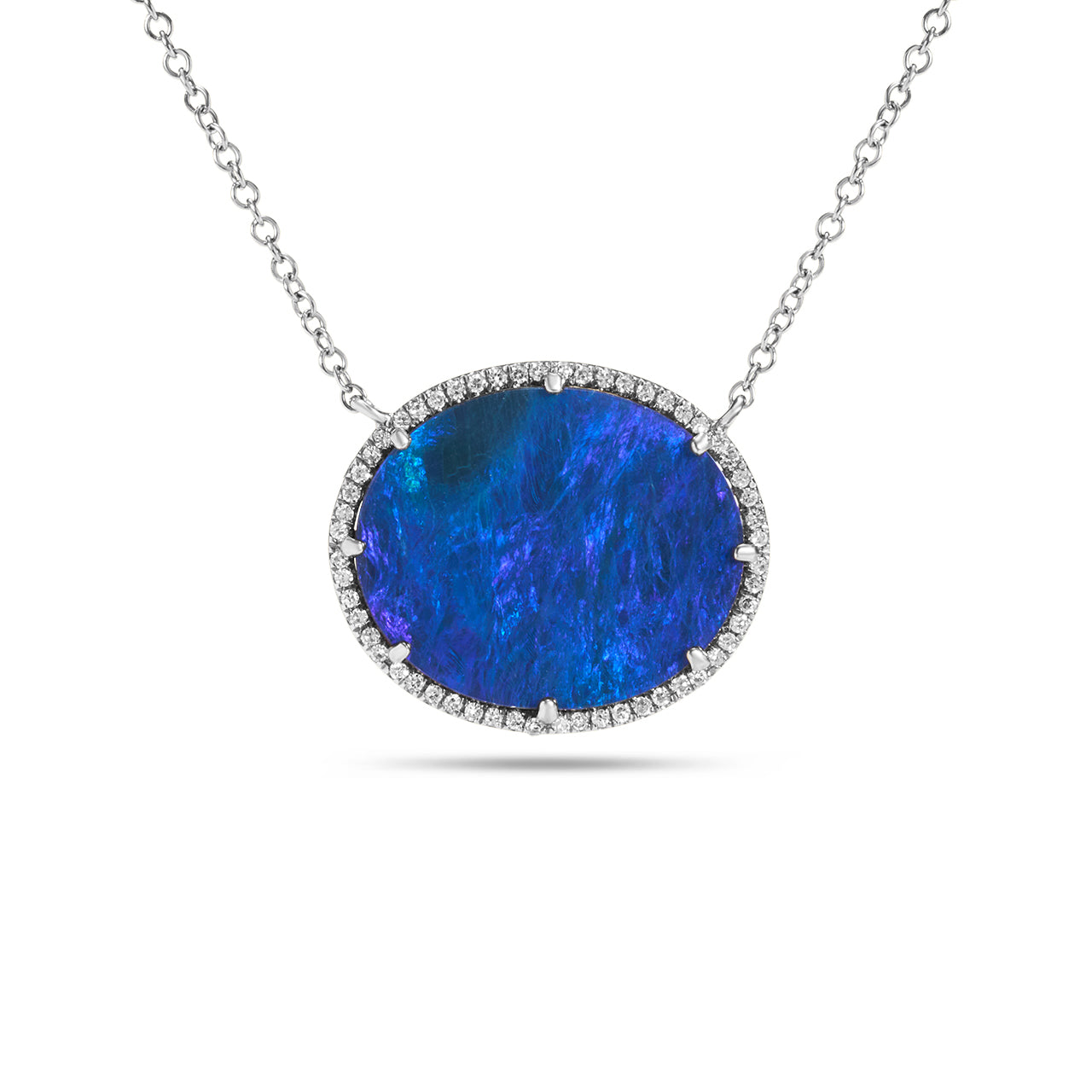 Opal & Diamond Large Oval Necklace