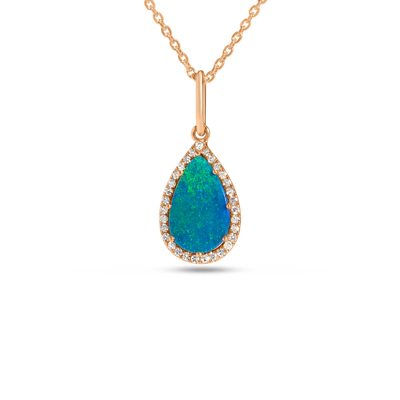 Opal & Diamond Pear Necklace