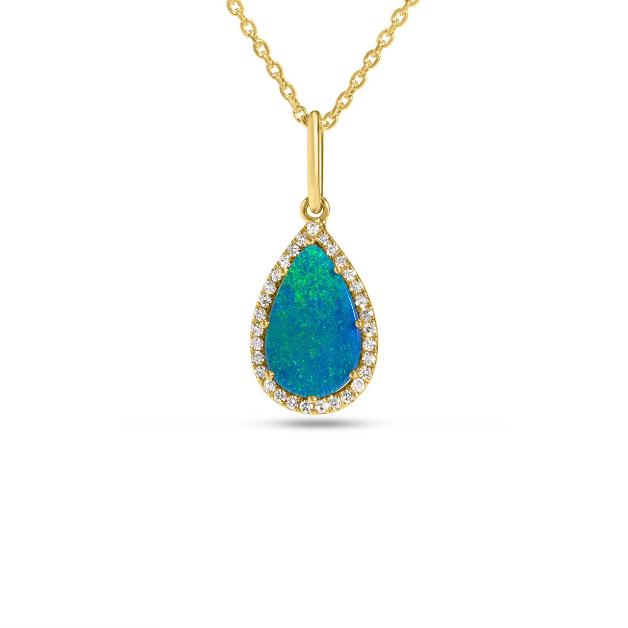 Opal & Diamond Pear Necklace