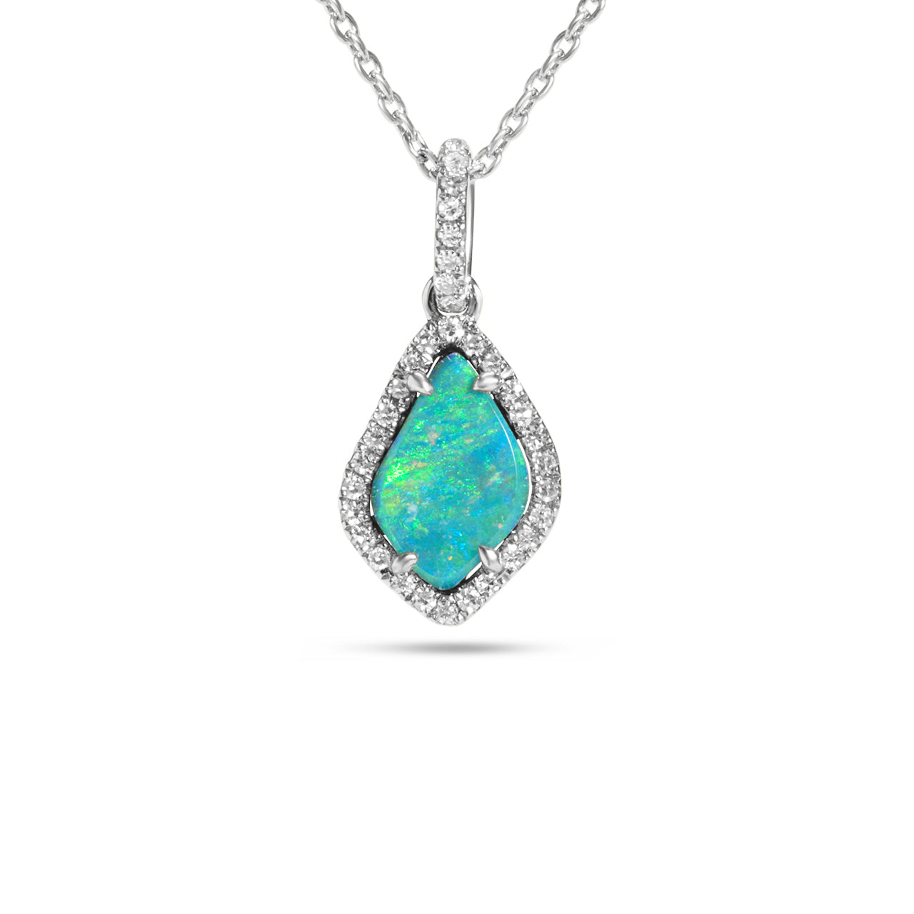 Opal & Diamond Freeform Necklace