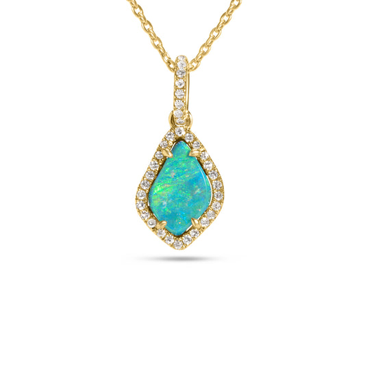 Opal & Diamond Freeform Necklace