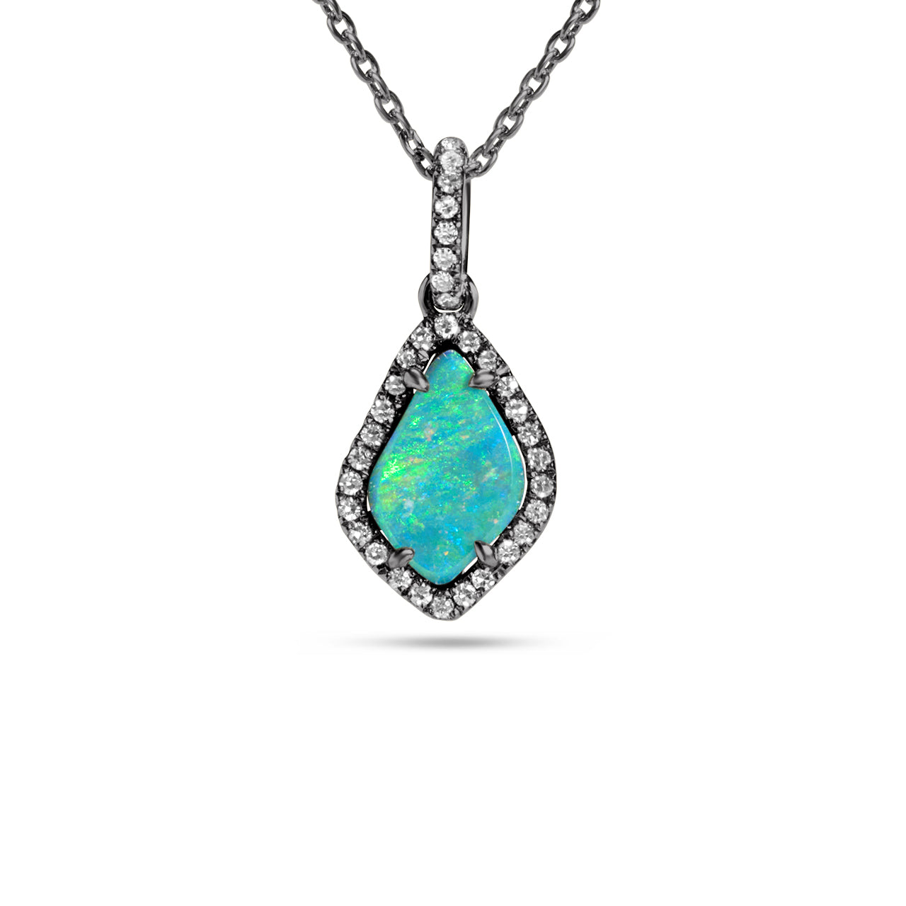 Opal & Diamond Freeform Necklace