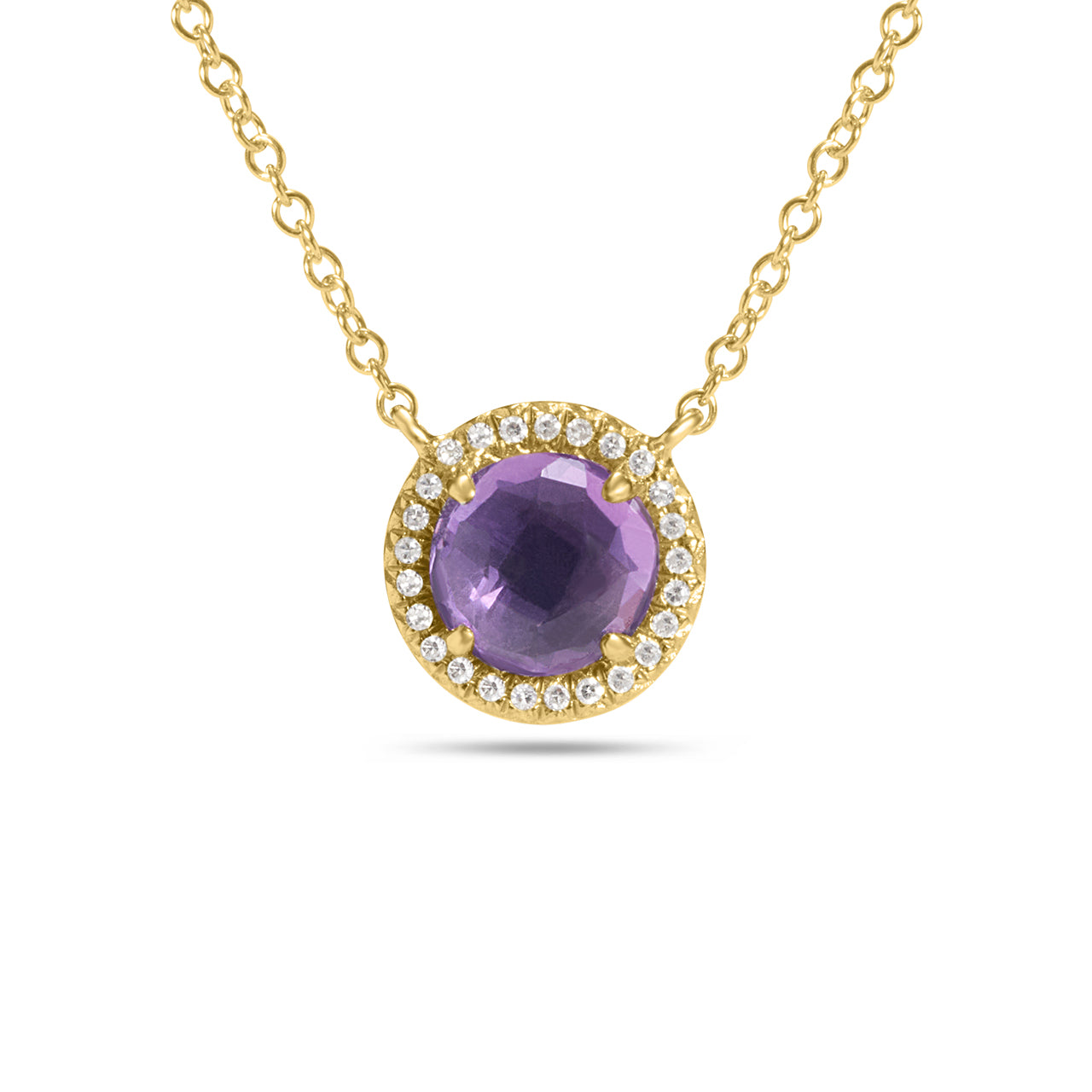 Amethyst & Diamond Rose Cut Round Necklace