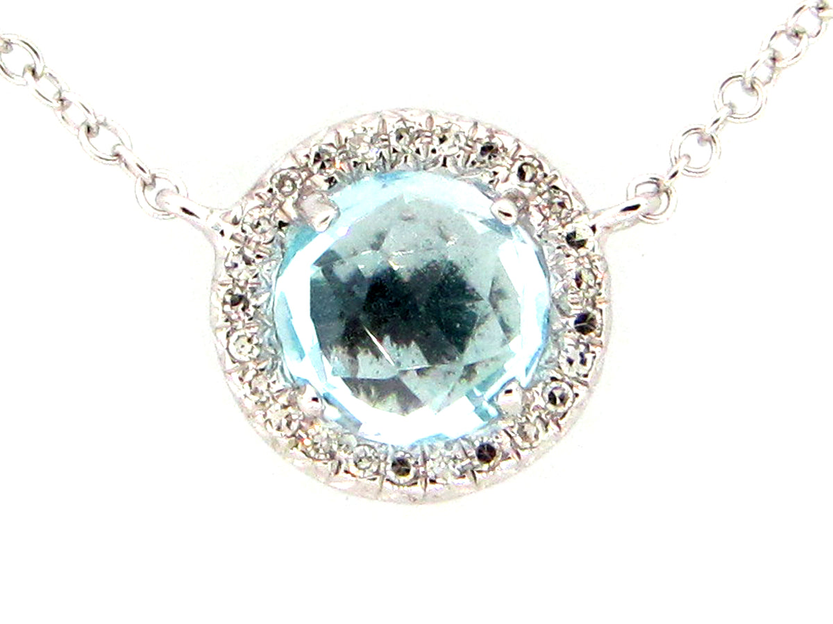 BLUE TOPAZ & DIAMOND PENDANT NECKLACE