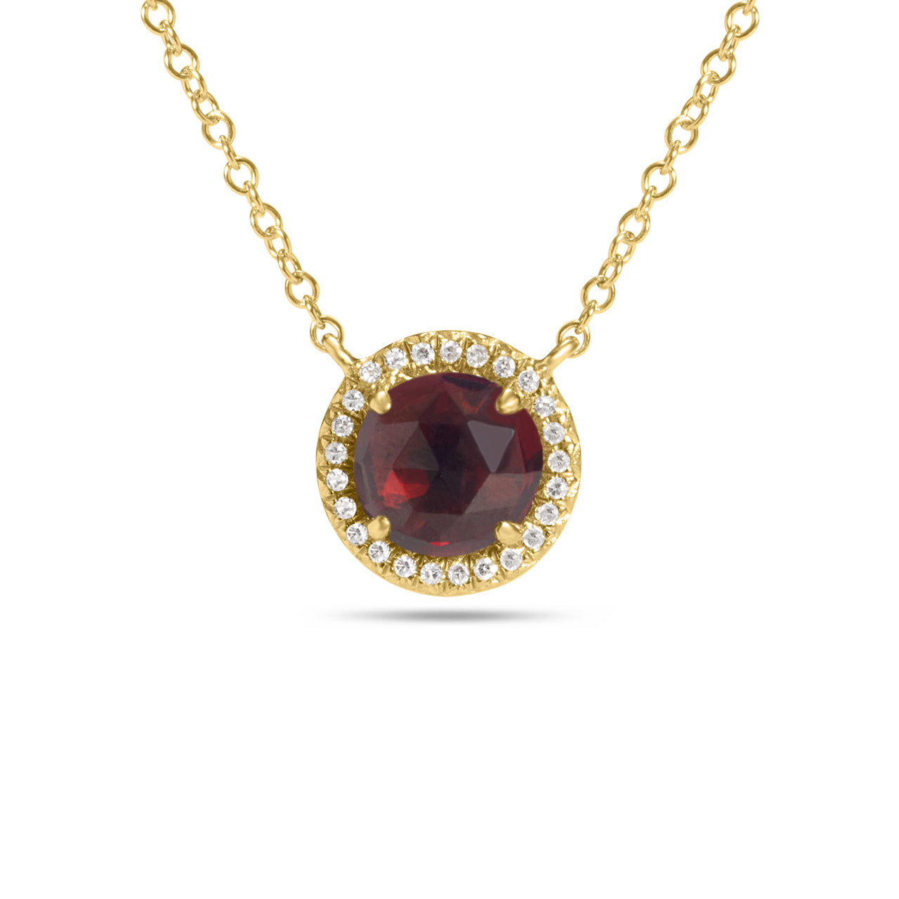 Garnet & Diamond Rose Cut Round Necklace