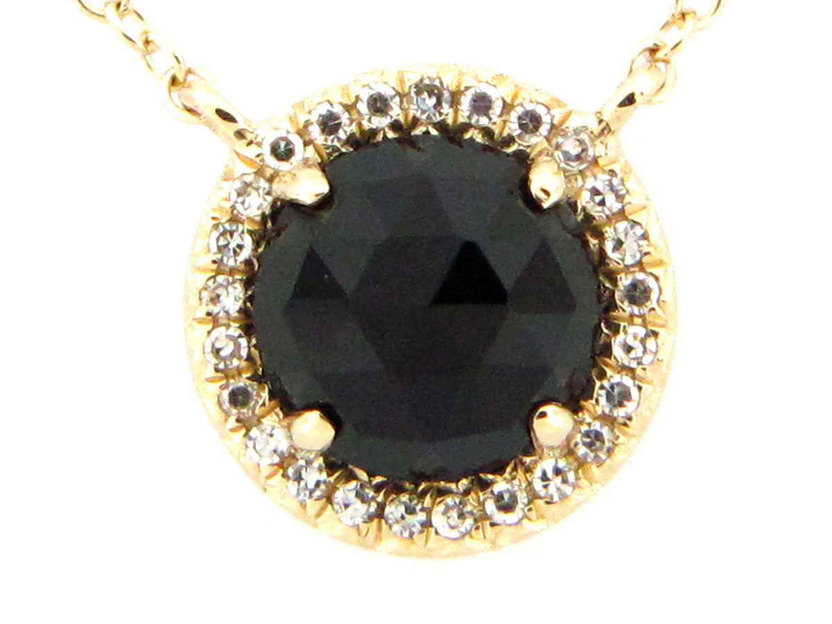 BLACK ONYX & DIAMOND PENDANT NECKLACE