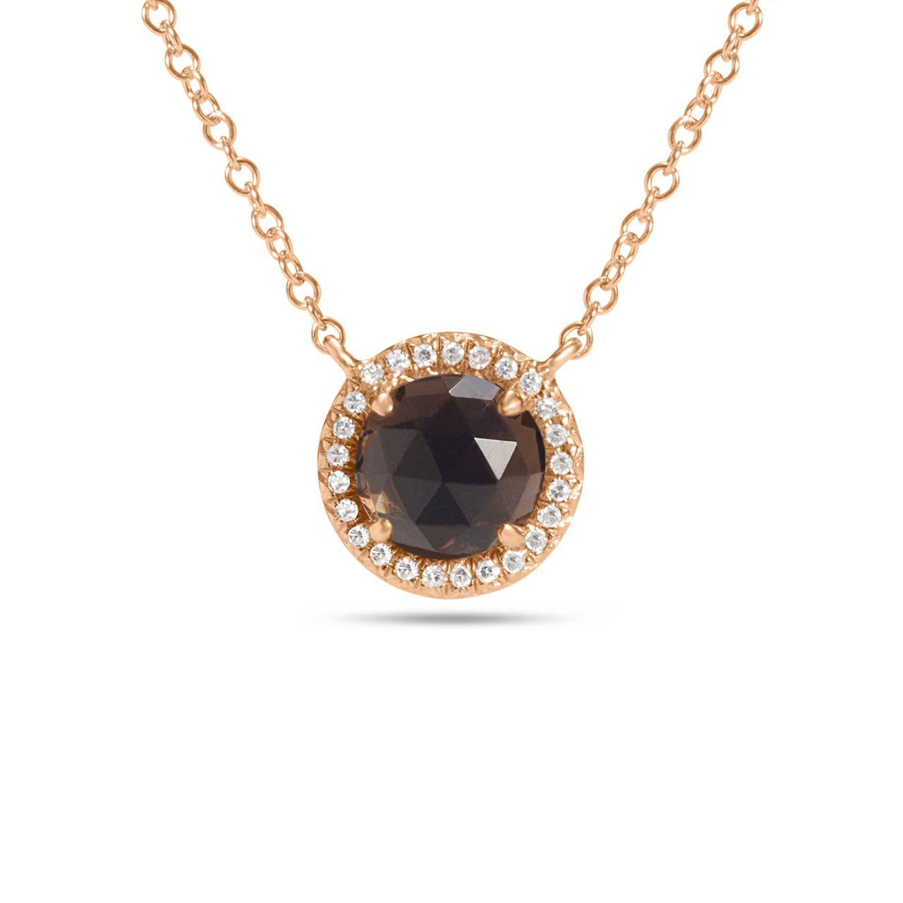 Smokey Quartz & Diamond Rose Cut Round Necklace