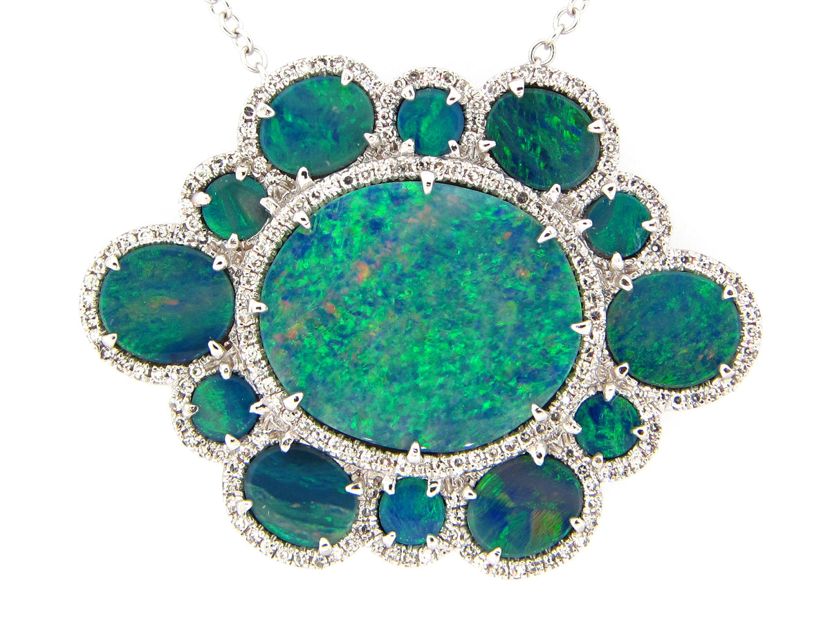 BLK OPAL DOUBLET & DIA PEND NECKLACE,18"/17"/16",18KW(ASBL)