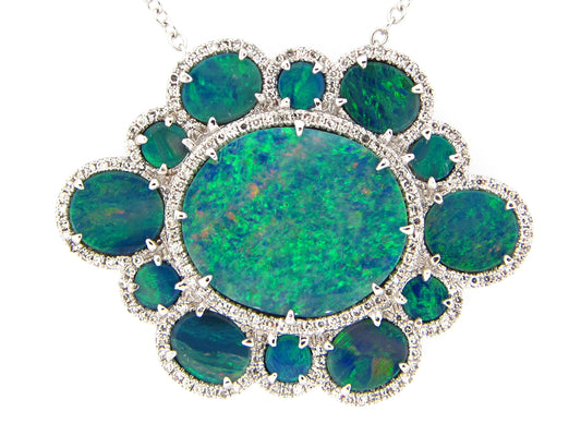 BLK OPAL DOUBLET & DIA PEND NECKLACE,18"/17"/16",18KW(ASBL)