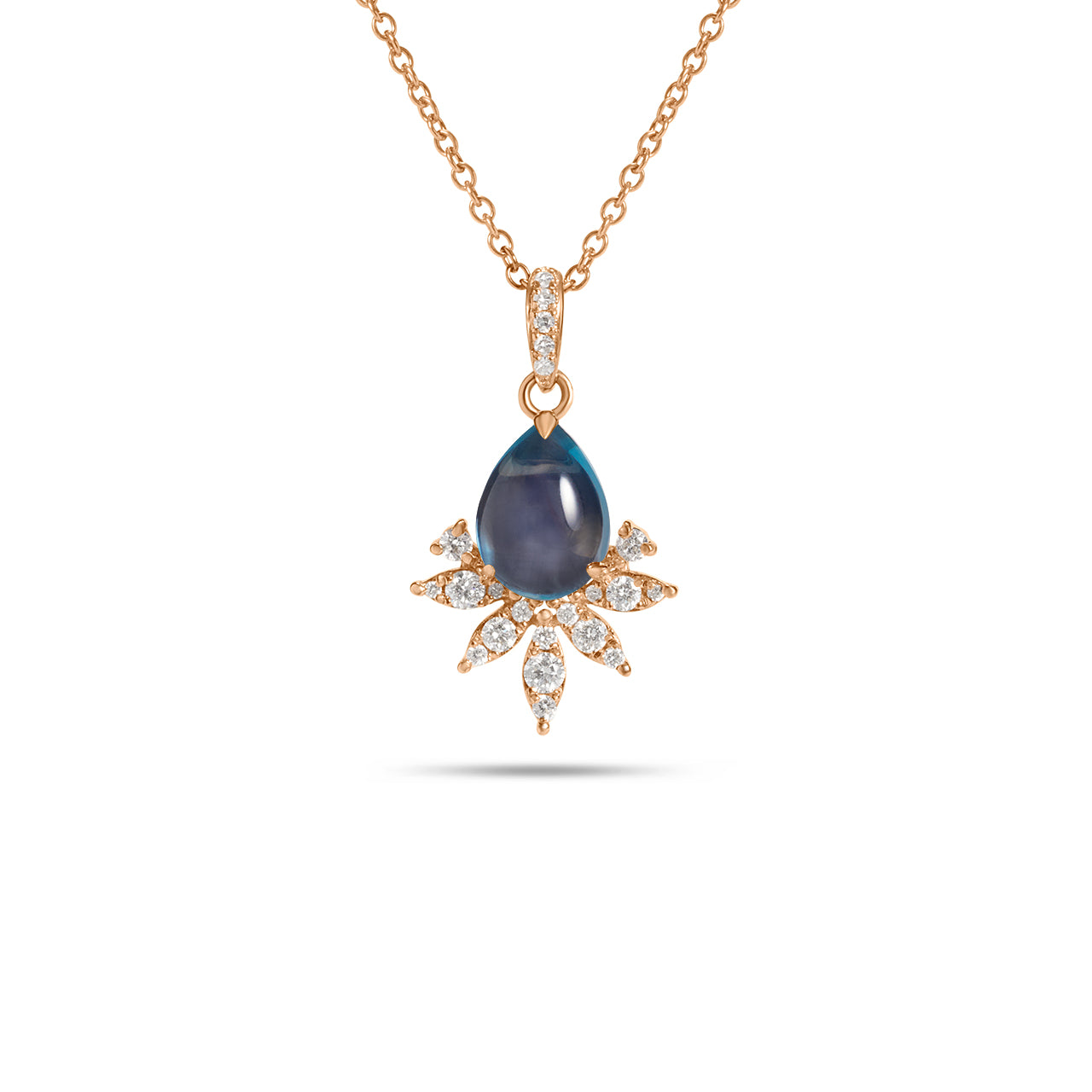 Blue Topaz & Diamond Budding Necklace