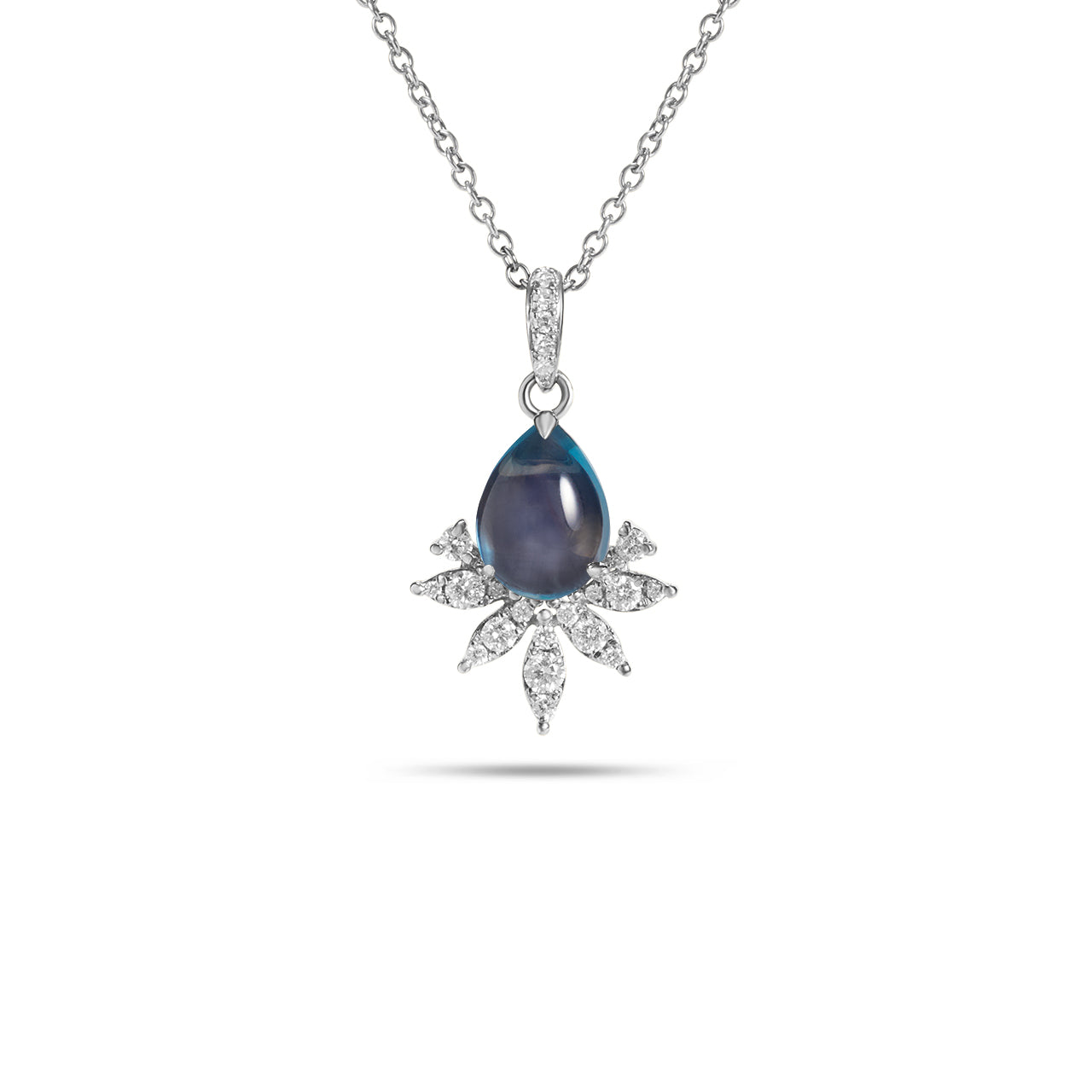 Blue Topaz & Diamond Budding Necklace