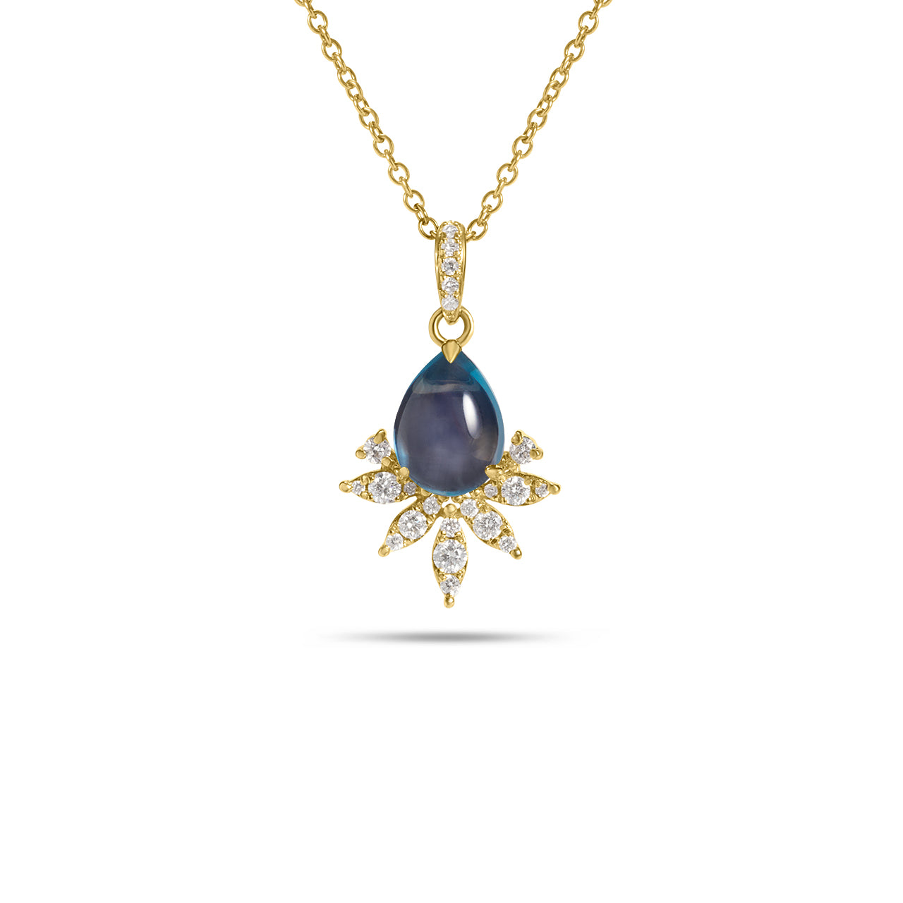 Blue Topaz & Diamond Budding Necklace