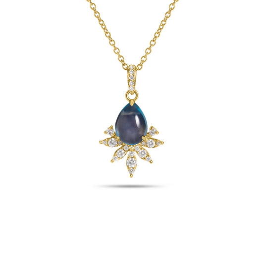 Blue Topaz & Diamond Budding Necklace