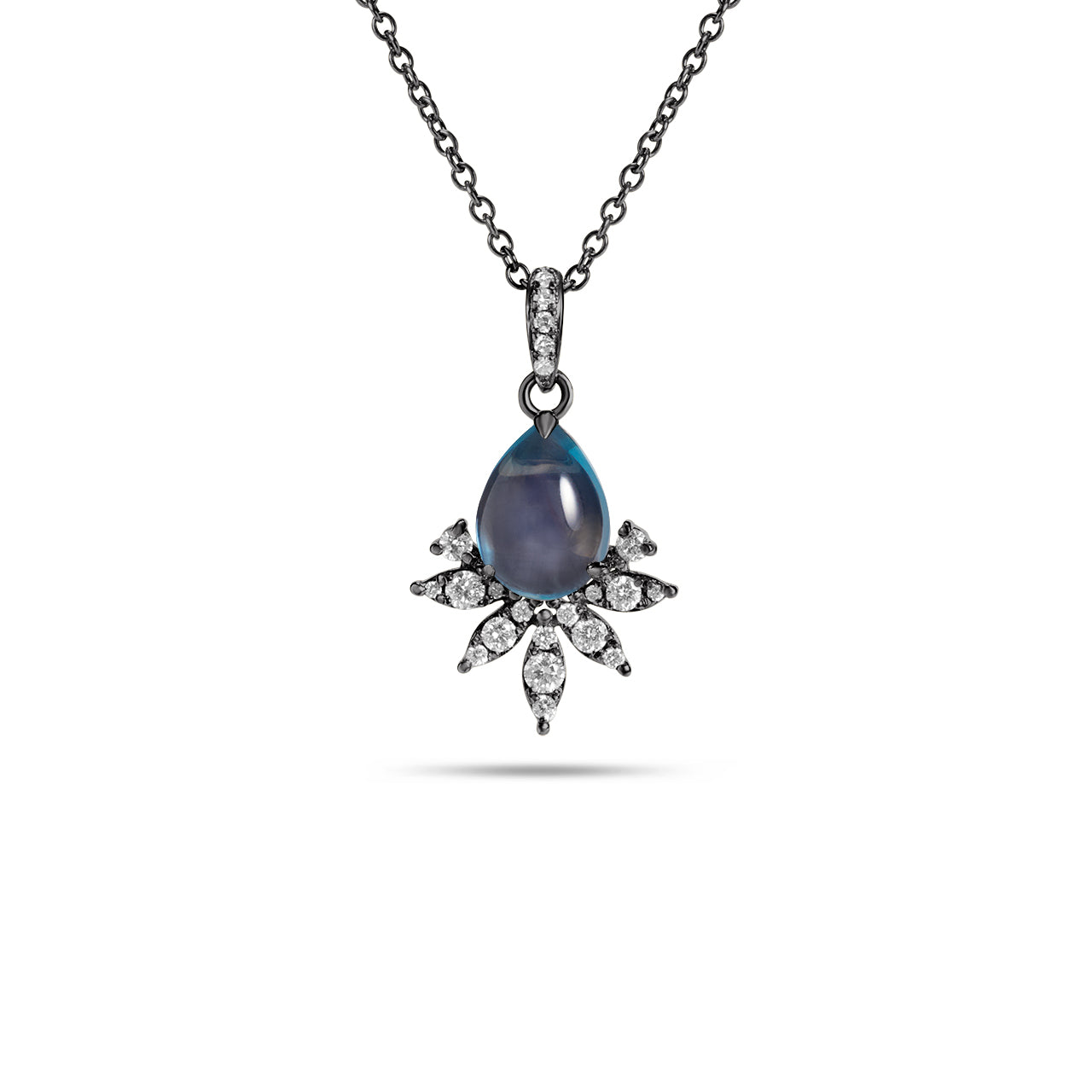 Blue Topaz & Diamond Budding Necklace