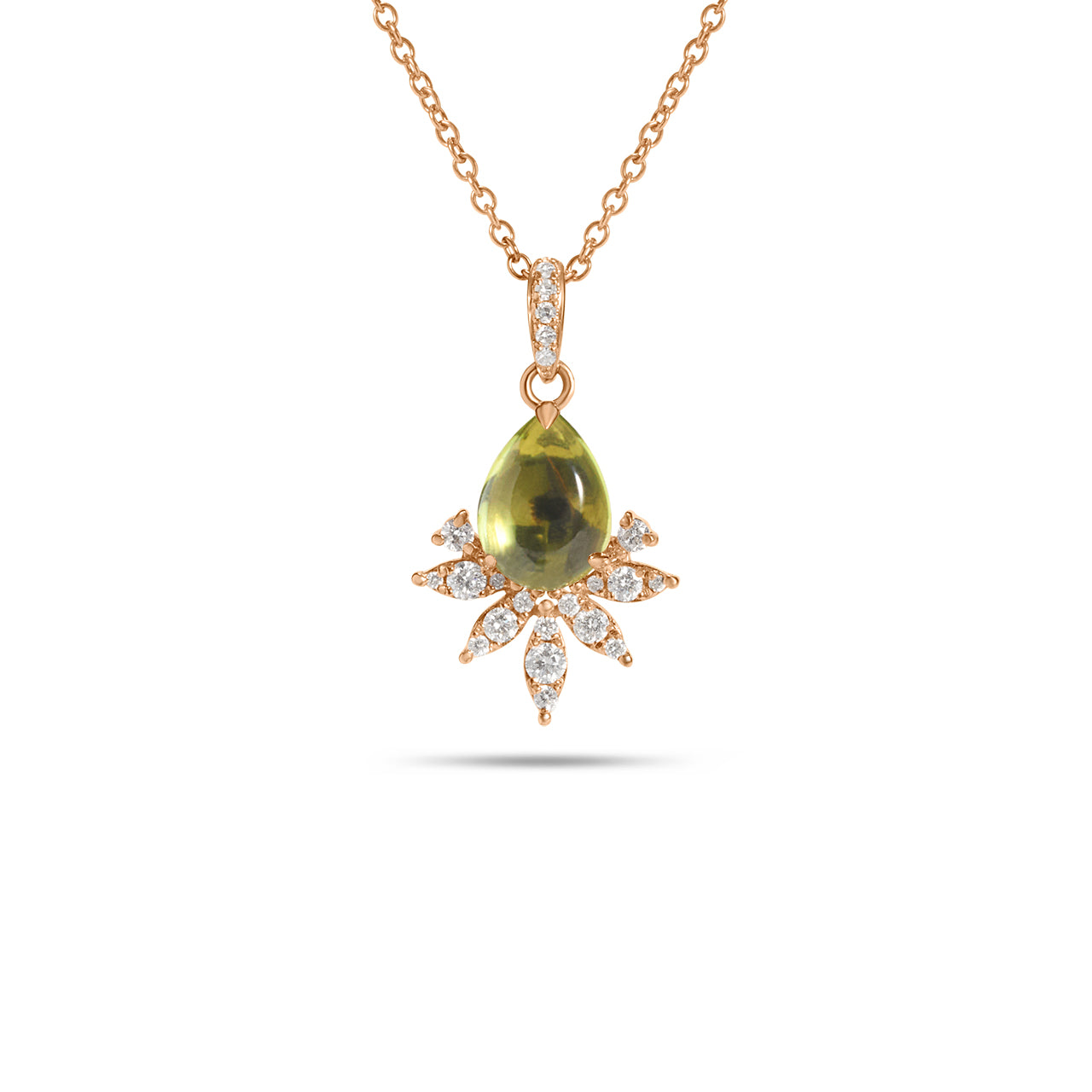 Peridot & Diamond Budding Necklace