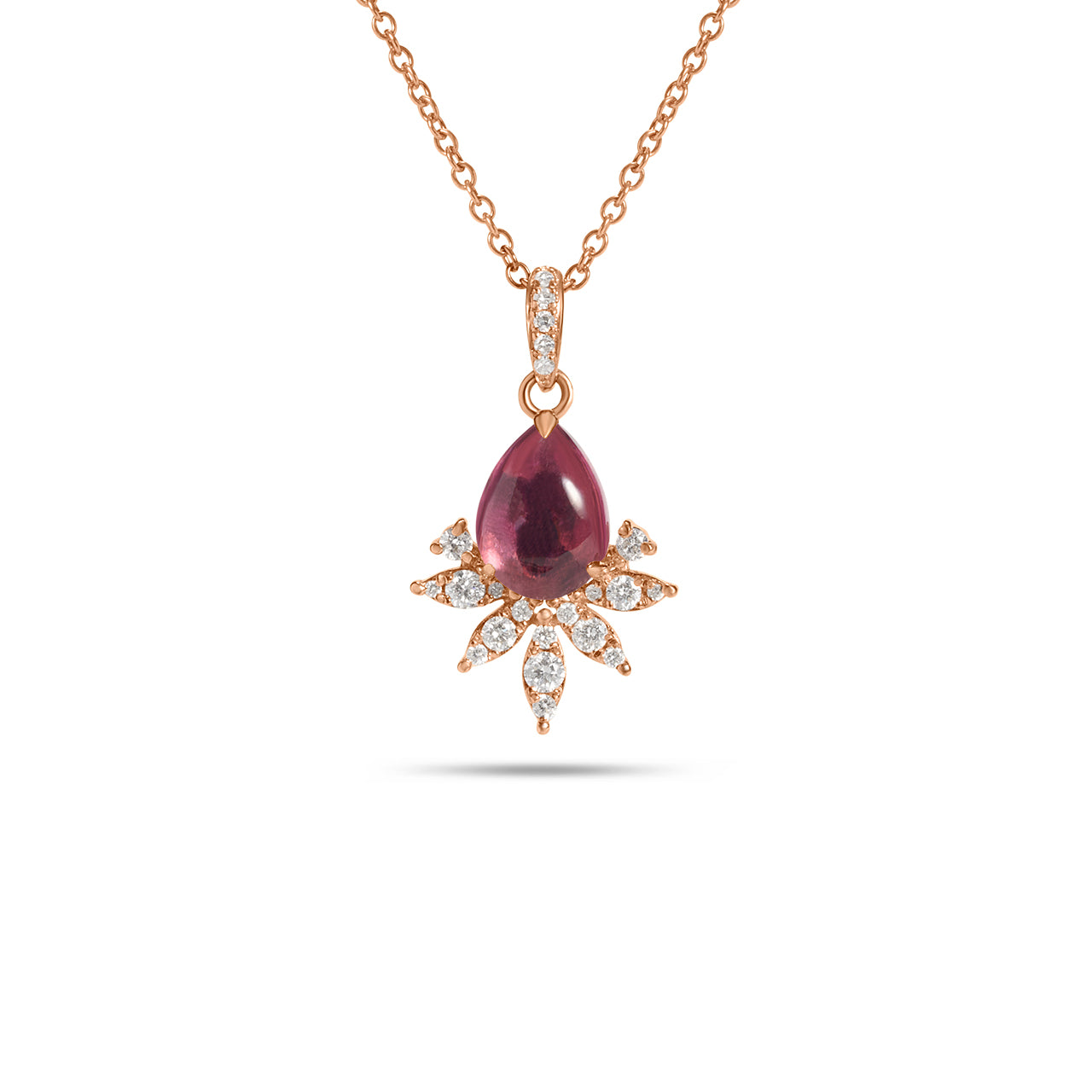 Pink Tourmaline & Diamond Budding Necklace