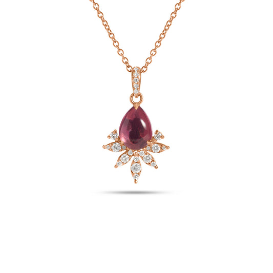 Pink Tourmaline & Diamond Budding Necklace