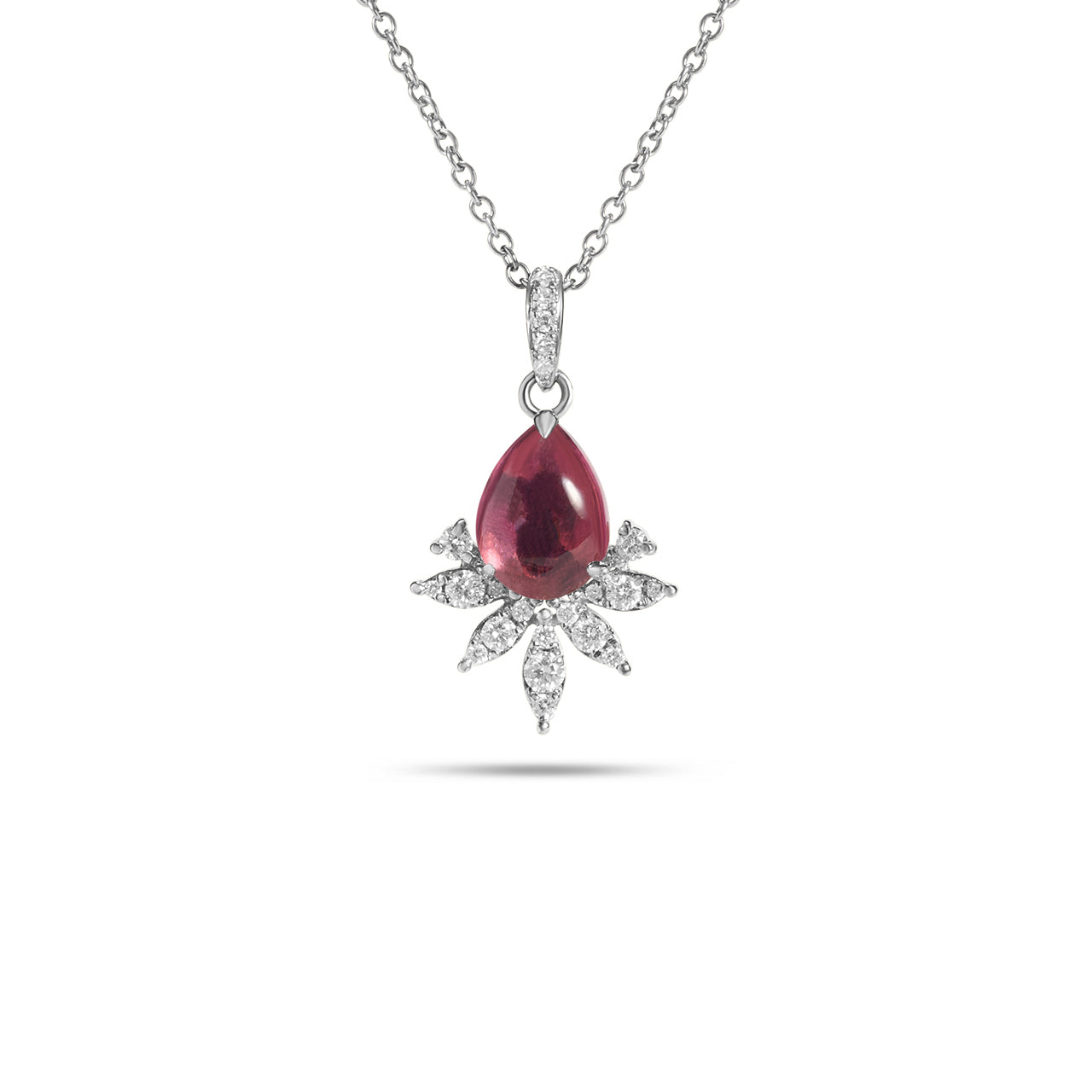 Pink Tourmaline & Diamond Budding Necklace