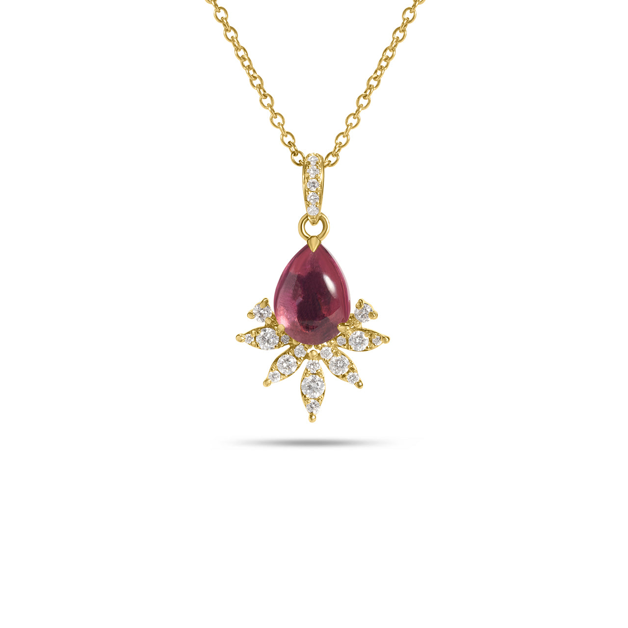 Pink Tourmaline & Diamond Budding Necklace
