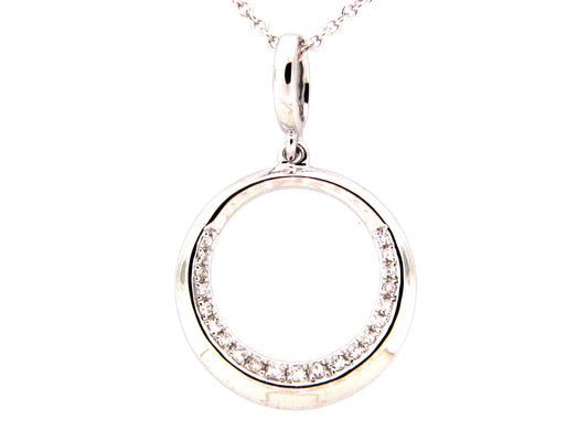 DIAMOND CIRCLE PENDANT,14KW (N)