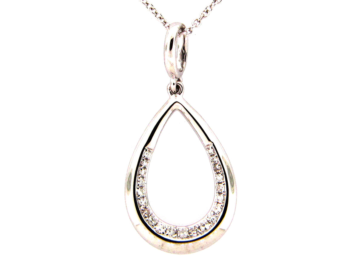 DIAMOND TEAR DROP PENDANT, 14KW (N)