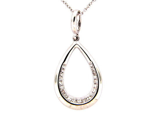 DIAMOND TEAR DROP PENDANT, 14KW (N)