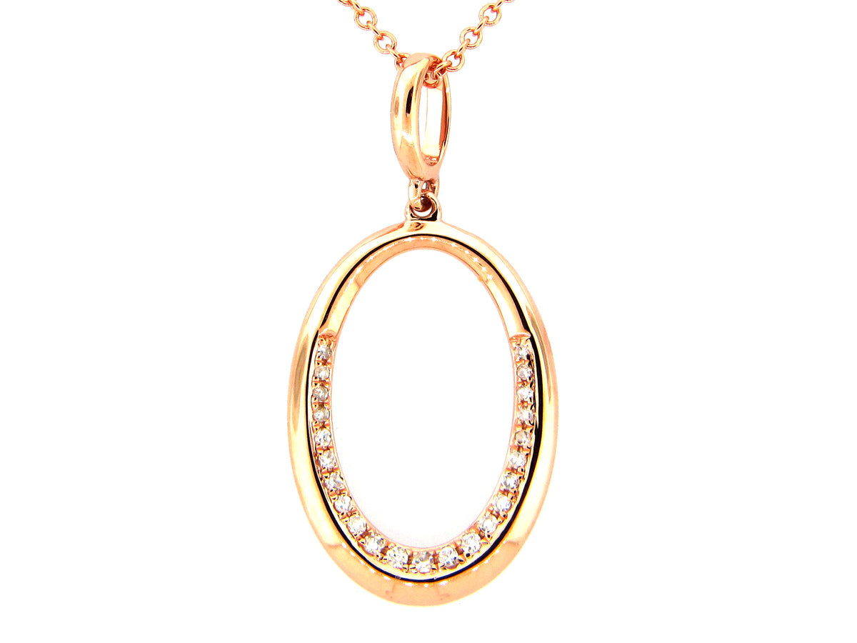 DIAMOND OVAL PENDANT, 14KR (N)