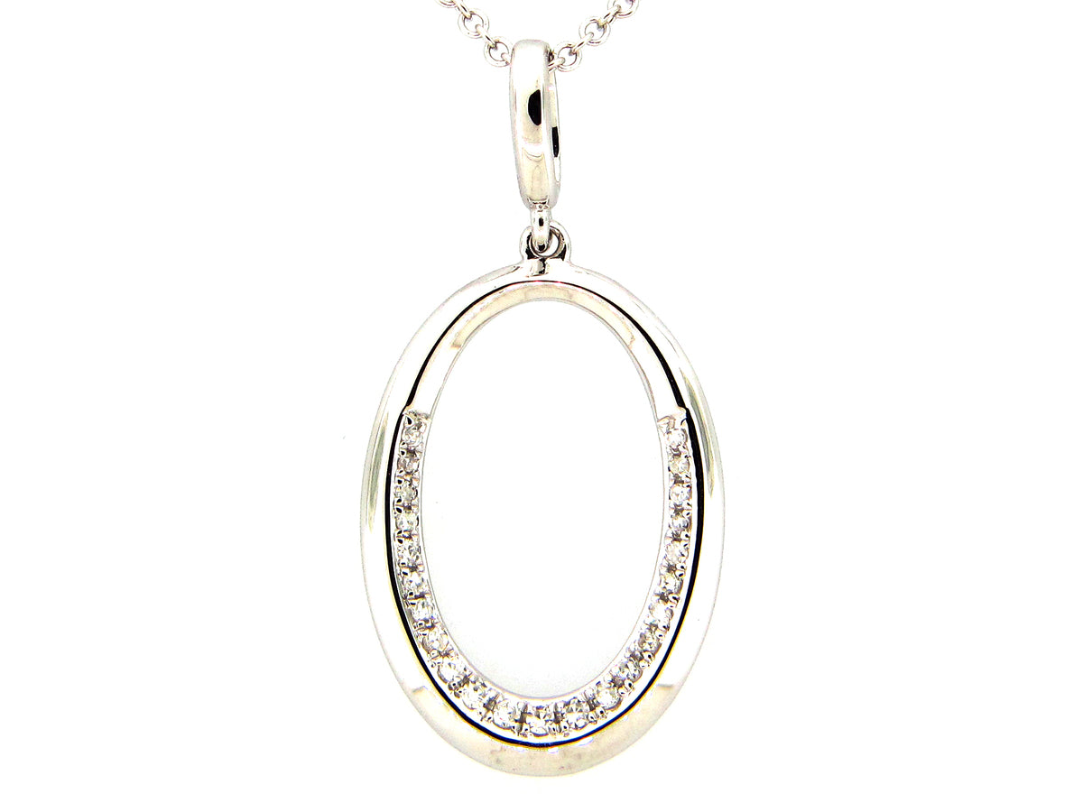 DIAMOND OVAL PENDANT, 14KW (N)