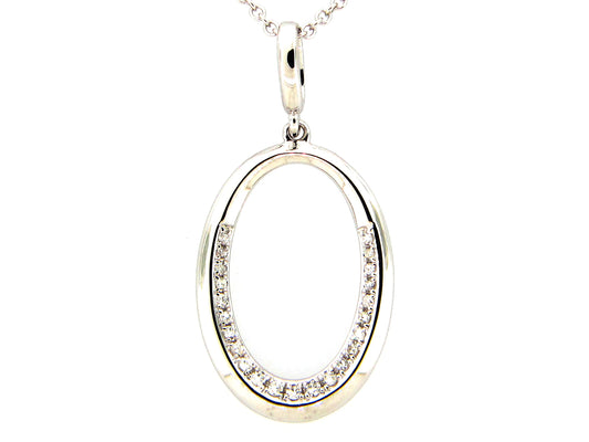 DIAMOND OVAL PENDANT, 14KW (N)