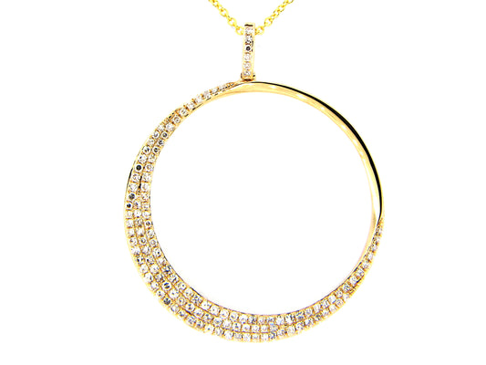 DIAMOND CRESCENT CIRCLE PENDANT, 14KY (N)