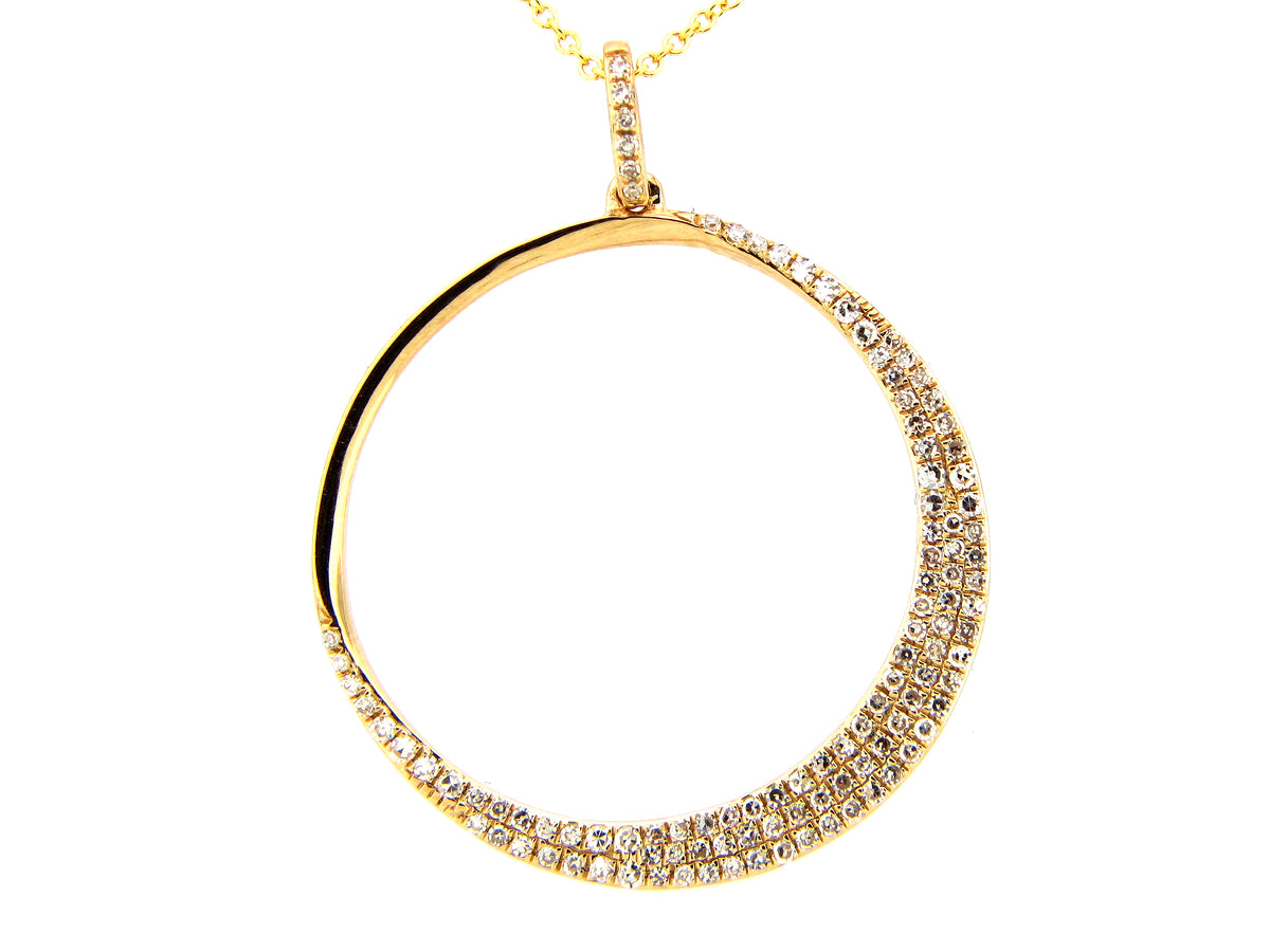 DIAMOND CIRCLE CRESCENT MOON PENDANT